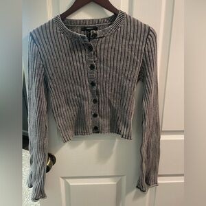 Forever 21 Black and Gray Ribbed Cardigan